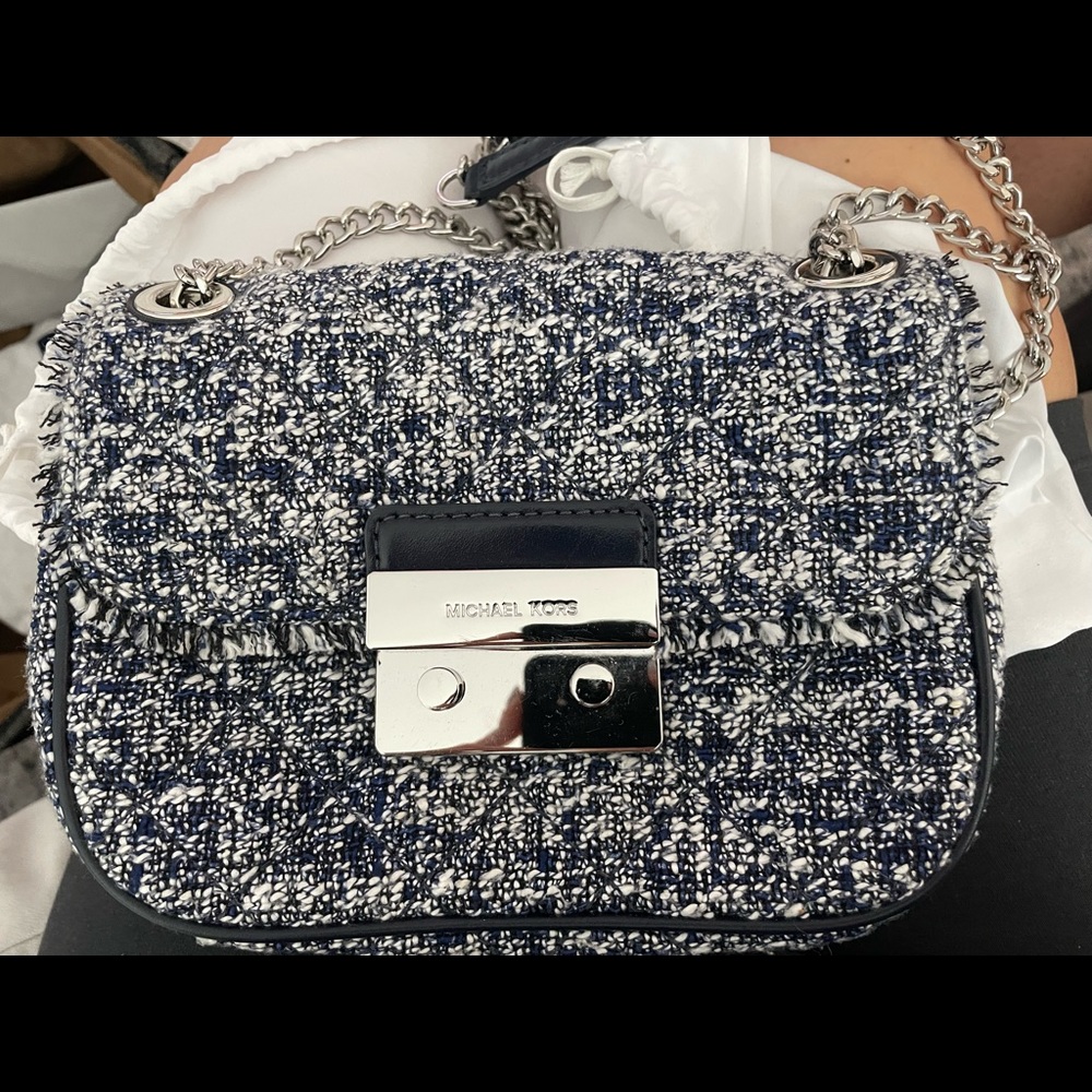 Michael Kors shoulder/crossbody handbag. Blue and white tweed crossbody